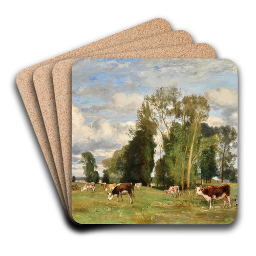 Weidende Khe by Eugen Jettel Art Drink Coaster set