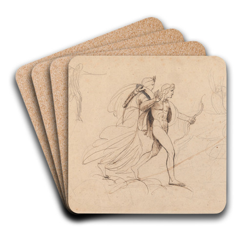 Apollo and Diana for 'The Destruction of Niobe's Children' by George Romney Art Drink Coaster set