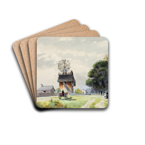 Florida Village by Walter Paris Drink Coasters - set of 4