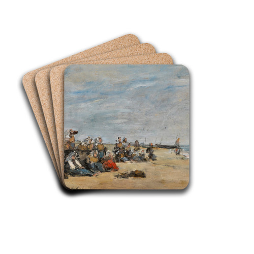 Berck, groupe de pcheuses assises sur la grve by Eugne Boudin Drink Coasters - set of 4 Berck, groupe de pcheuses assises sur la grve by Eugne Boudin Drink Coasters - set of 4