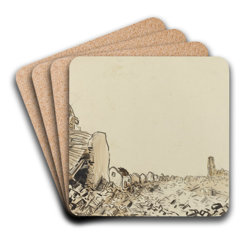 Reims 9bre 1918 by Jean-Louis Forain Art Drink Coaster set