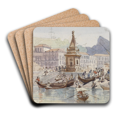 Markt in Rio by Ferdinand Keller Art Drink Coaster set