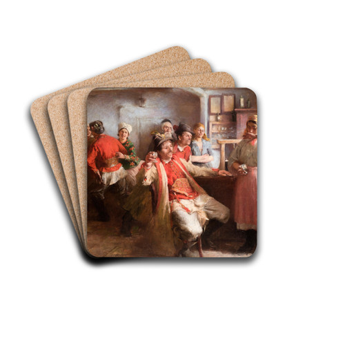 Courtship by Wodzimierz Tetmajer Drink Coasters - set of 4