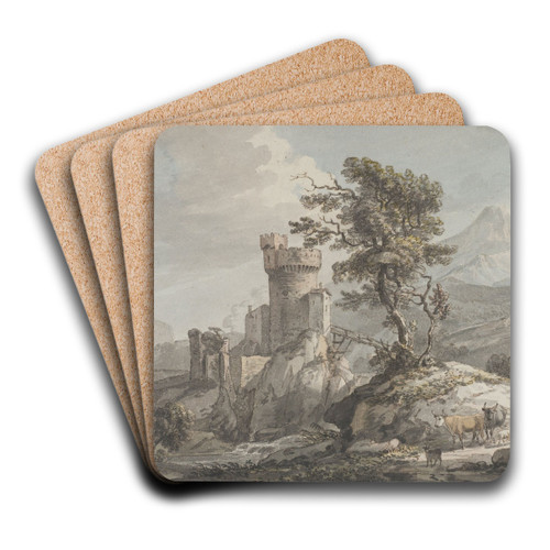 Mountainous Landscape with a Fortress by Paul Sandby Art Drink Coaster set