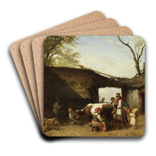 In the farmyard by Aleksander Kotsis Art Drink Coaster set