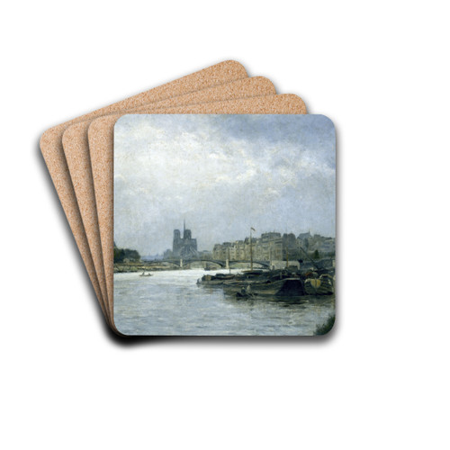L'le de la Cit et l'le Saint-Louis, vues du pont d'Austerlitz by Stanislas Lpine Drink Coasters - set of 4 L'le de la Cit et l'le Saint-Louis, vues du pont d'Austerlitz by Stanislas Lpine Drink Coasters - set of 4