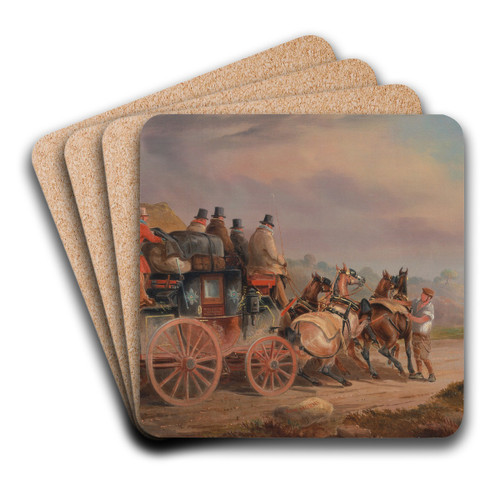 Mail Coaches on the Road- the `Quicksilver' Devonport-London Royal Mail about to Start with a new Te... by Charles Cooper Henderson Art Drink Coaster set Mail Coaches on the Road- the `Quicksilver' Devonport-London Royal Mail about to Start with a new Te... by Charles Cooper Henderson Art Drink Coaster set