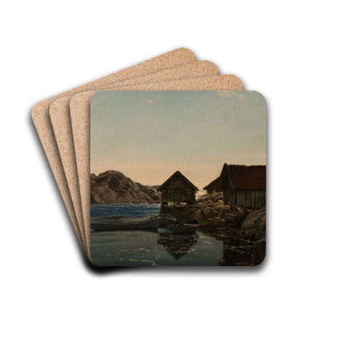 Sjboder, Lindesnes by Amaldus Nielsen Drink Coasters - set of 4 Sjboder, Lindesnes by Amaldus Nielsen Drink Coasters - set of 4