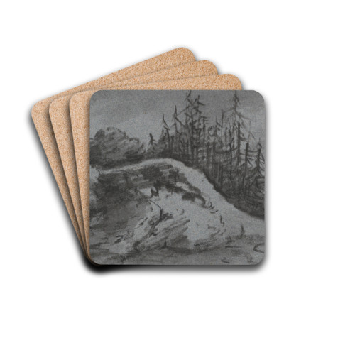 Composition of Rocks and Pine Trees by Dr. Thomas Monro Drink Coasters - set of 4