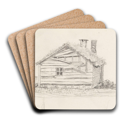 Laftet bygning by Hans Gude Art Drink Coaster set