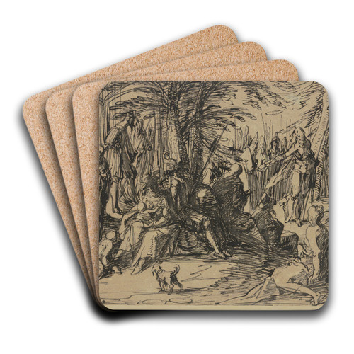 Die Predigt Johannes des Tufers im Walde by Hermann Weyer Art Drink Coaster set