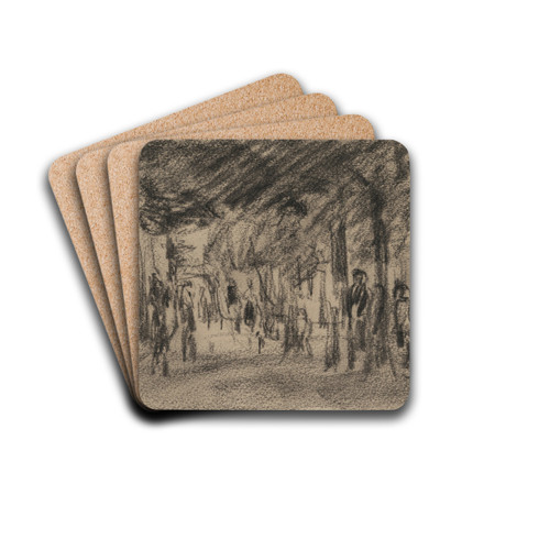 Dorfstrae mit Passanten by Max Liebermann Drink Coasters - set of 4