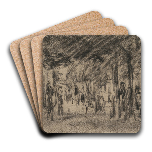 Dorfstrae mit Passanten by Max Liebermann Art Drink Coaster set