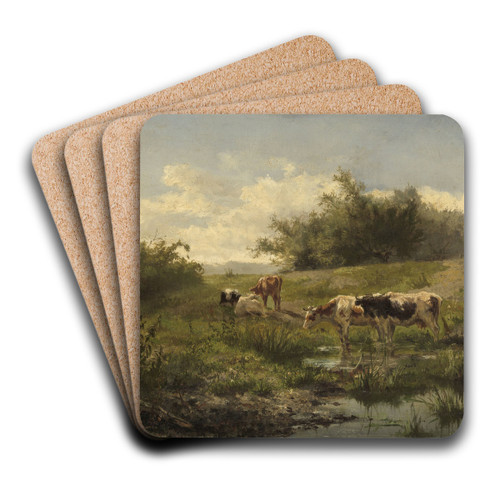 Cows at a Pond by Gerard Bilders Art Drink Coaster set Cows at a Pond by Gerard Bilders Art Drink Coaster set