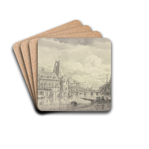 View of the Kloveniersdoelen in Amsterdam by Hendrik Schepper Drink Coasters - set of 4 View of the Kloveniersdoelen in Amsterdam by Hendrik Schepper Drink Coasters - set of 4
