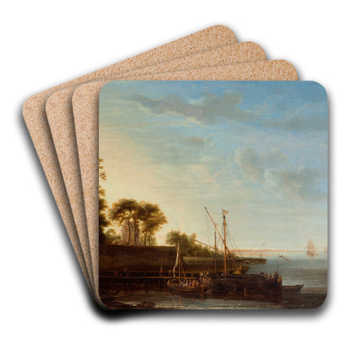 Stretch of coast by the Zuiderzee by Simon de Vlieger Art Drink Coaster set Stretch of coast by the Zuiderzee by Simon de Vlieger Art Drink Coaster set