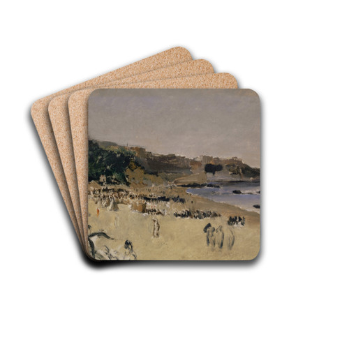 On the Beach at Tangier by Frank Buchser Drink Coasters - set of 4