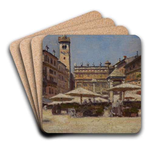 Piazza delle Erbe in Verona by Aleksander Gierymski Art Drink Coaster set