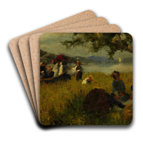 The Picnic by Hans Dahl Art Drink Coaster set