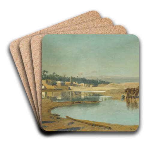 Camels Watering in the Desert by Jean-Lon Grme Art Drink Coaster set