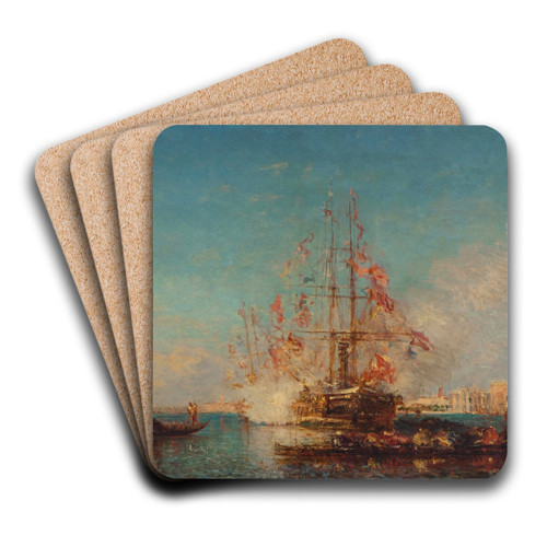 Le Coup De Canon by Flix Ziem Art Drink Coaster set