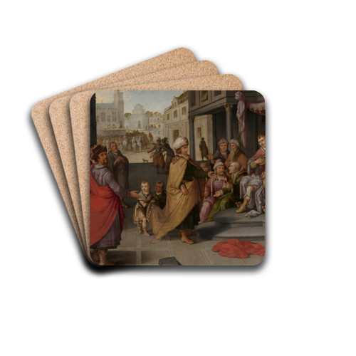 The judgement of Cambyses by Claes Jacobsz. van der Heck Drink Coasters - set of 4 The judgement of Cambyses by Claes Jacobsz. van der Heck Drink Coasters - set of 4
