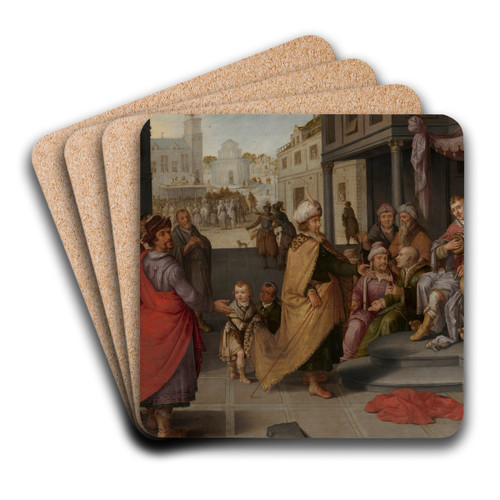 The judgement of Cambyses by Claes Jacobsz. van der Heck Art Drink Coaster set The judgement of Cambyses by Claes Jacobsz. van der Heck Art Drink Coaster set