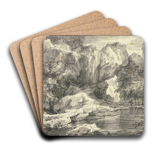 Groe Felspartie an einem See by Abraham Genoels II Art Drink Coaster set Groe Felspartie an einem See by Abraham Genoels II Art Drink Coaster set