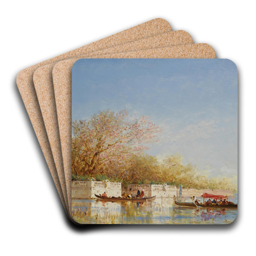 Les Jardins Francais by Flix Ziem Art Drink Coaster set