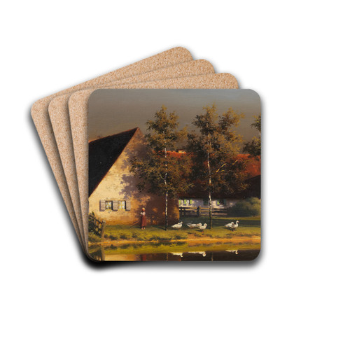 Die kleine Gnsehirtin by Paul Wilhelm Keller-Reutlingen Drink Coasters - set of 4 Die kleine Gnsehirtin by Paul Wilhelm Keller-Reutlingen Drink Coasters - set of 4