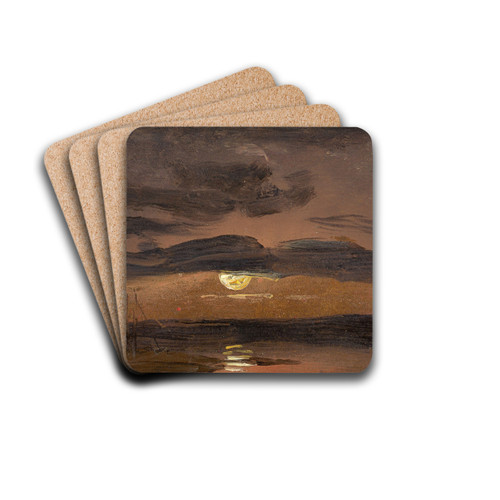 The Elbe by Moonlight by Johan Christian Dahl Drink Coasters - set of 4