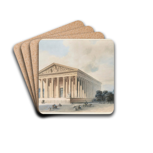 View Of The Madeleine, Paris by Jules-Frdric Bouchet Drink Coasters - set of 4 View Of The Madeleine, Paris by Jules-Frdric Bouchet Drink Coasters - set of 4
