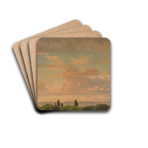 Landschaftsstudie in der Abenddmmerung by Gustav Friedrich Papperitz Drink Coasters - set of 4