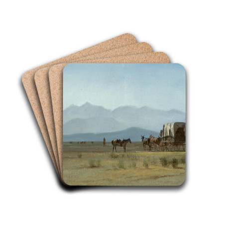 Surveyors Wagon in the Rockies by Albert Bierstadt Drink Coasters - set of 4 Surveyors Wagon in the Rockies by Albert Bierstadt Drink Coasters - set of 4