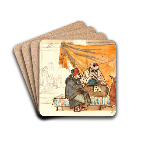 En tyrkisk notarius opstter en gteskabskontrakt by Martinus Rrbye Drink Coasters - set of 4