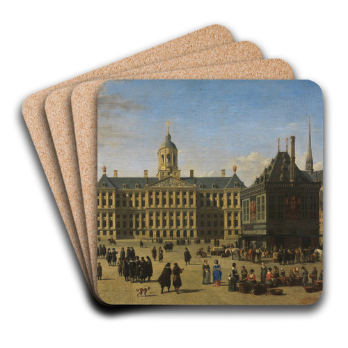 The 'Dam' in Amsterdam by Gerrit Adriaensz. Berckheyde Art Drink Coaster set