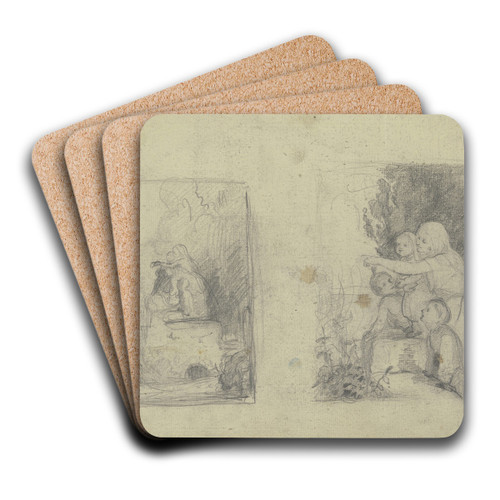 Studienblatt; Familienszenen im Freien by Hermann Gollner Art Drink Coaster set