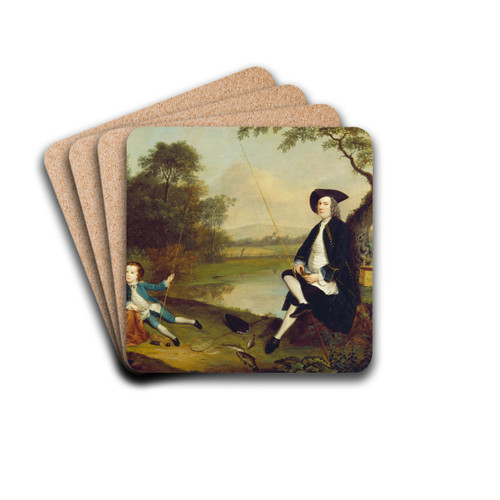 Portrait Of A Family, Traditionally Known As The Swaine Family Of Fencroft, Cambridgeshire by Arthur Devis Drink Coasters - set of 4