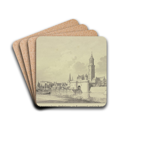 Town view of Zwolle by Cornelis Pronk Drink Coasters - set of 4 Town view of Zwolle by Cornelis Pronk Drink Coasters - set of 4