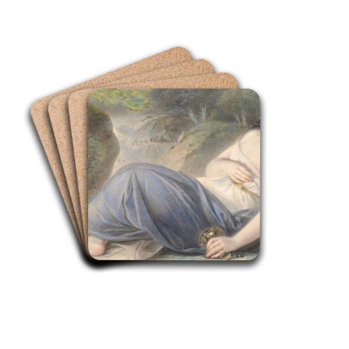 Psyche Asleep in a Landscape by Karl Joseph Aloys Agricola Drink Coasters - set of 4
