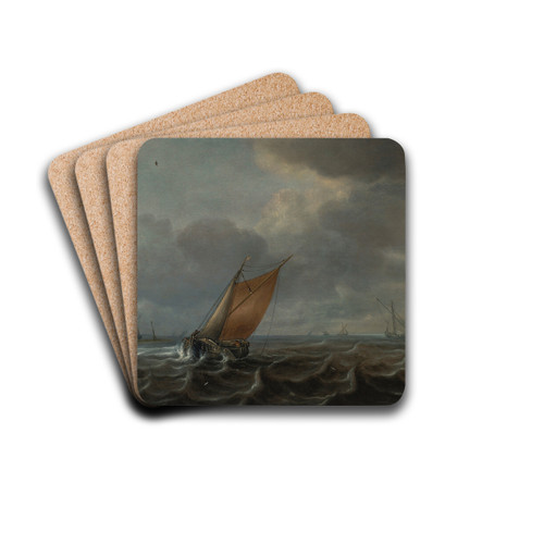 Ships on the Haarlemmermeer with additional vessels in the distance by Justus de Verwer Drink Coasters - set of 4 Ships on the Haarlemmermeer with additional vessels in the distance by Justus de Verwer Drink Coasters - set of 4