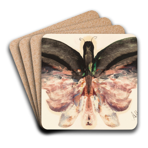 Pink Butterfly by Albert Bierstadt Art Drink Coaster set