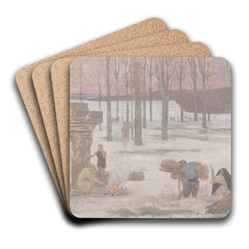 Winter by Pierre Puvis de Chavannes Art Drink Coaster set