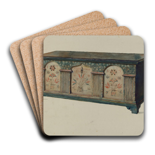 Pa. German Chest by Frances Lichten Art Drink Coaster set