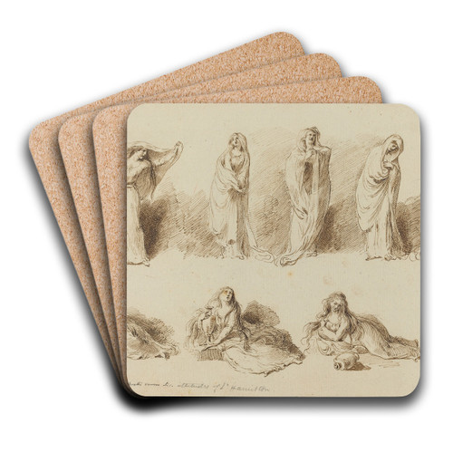 The Attitudes of Lady Hamilton by Pietro Antonio Novelli Art Drink Coaster set