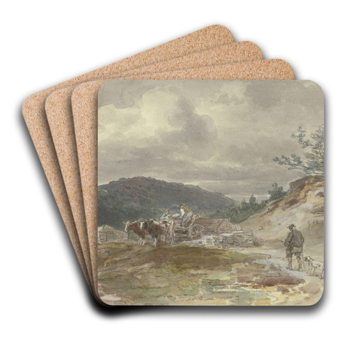 Landschaft mit Ochsengespann by Anton Burger Art Drink Coaster set