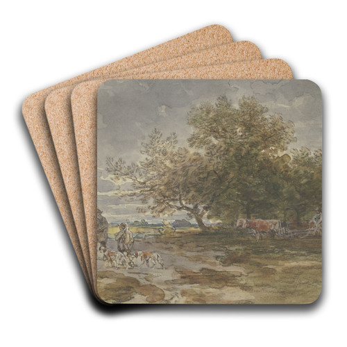 Landschaft mit Jger und pflgendem Bauer by Anton Burger Art Drink Coaster set