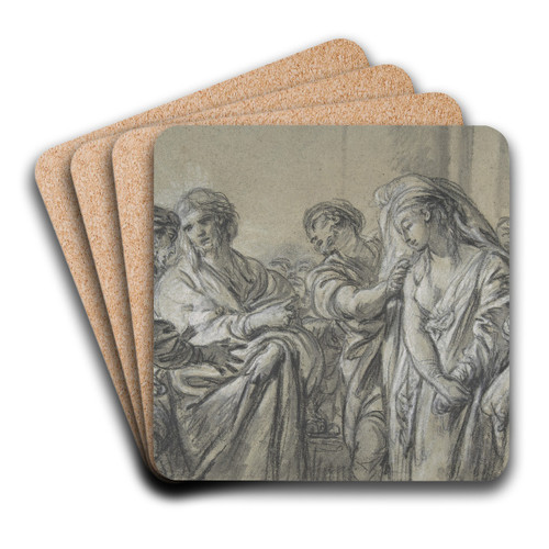 Christ and the Woman Taken in Adultery by Franois Boucher Art Drink Coaster set