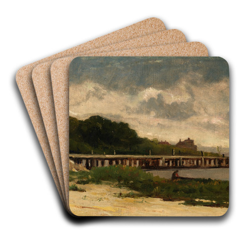 Untitled (landscape with pier) by Edward Mitchell Bannister Art Drink Coaster set