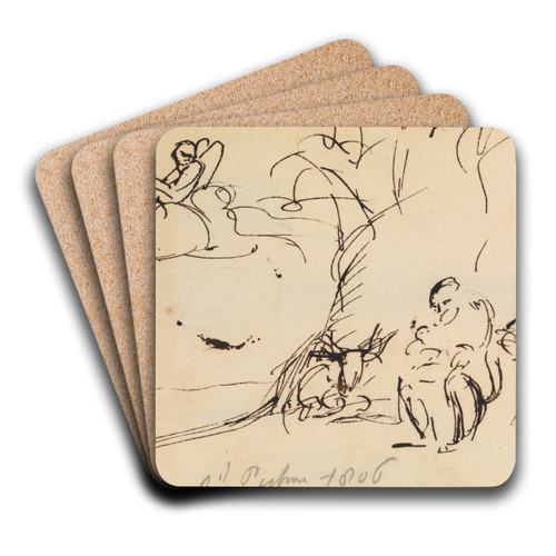 Study of Figures Sitting Under a Tree by Benjamin Robert Haydon Art Drink Coaster set